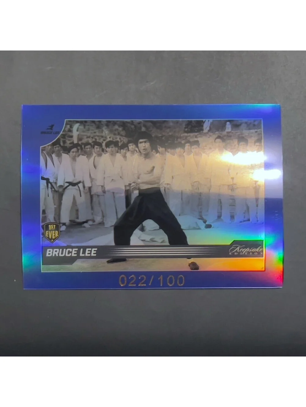 2024 Keepsake Bruce Lee 50th Anniversary #7 Blue Refractor 022/100